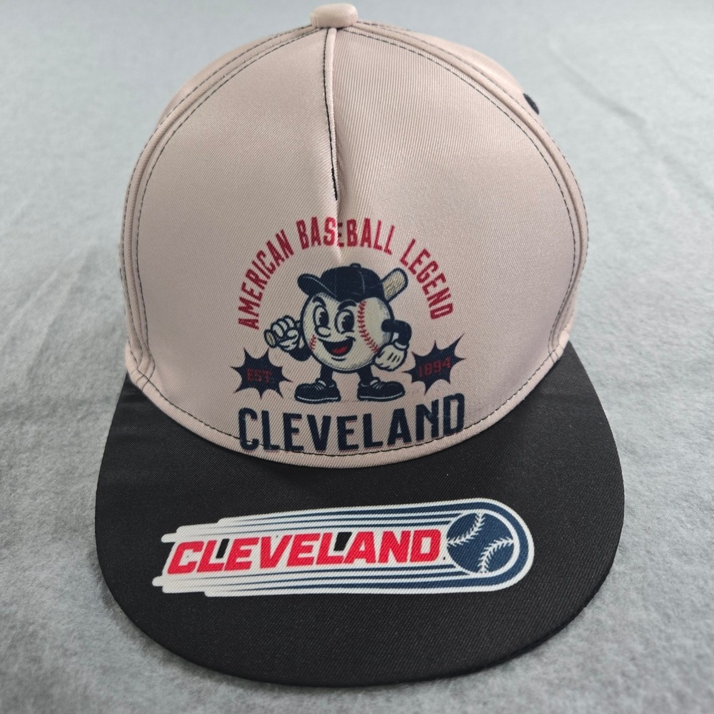 Cleveland American Baseball Legend Snapback Hat Tan Black Two Tone Cap